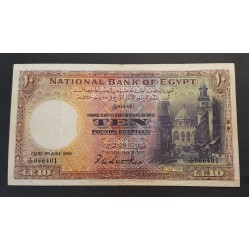 Egypt 10-Pounds 9 -6-1948  VF/XF Pic1k 23c